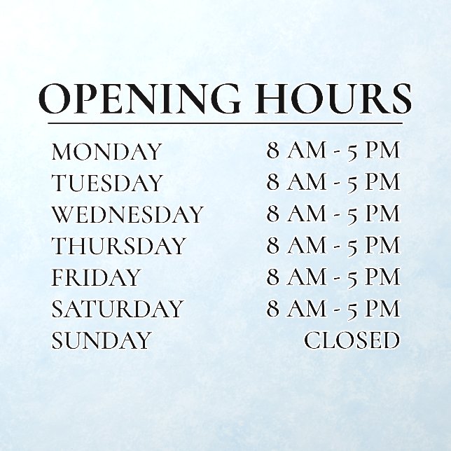 Opening Hours | Business Time Open Black Sign Wall Decal (Insitu 1)