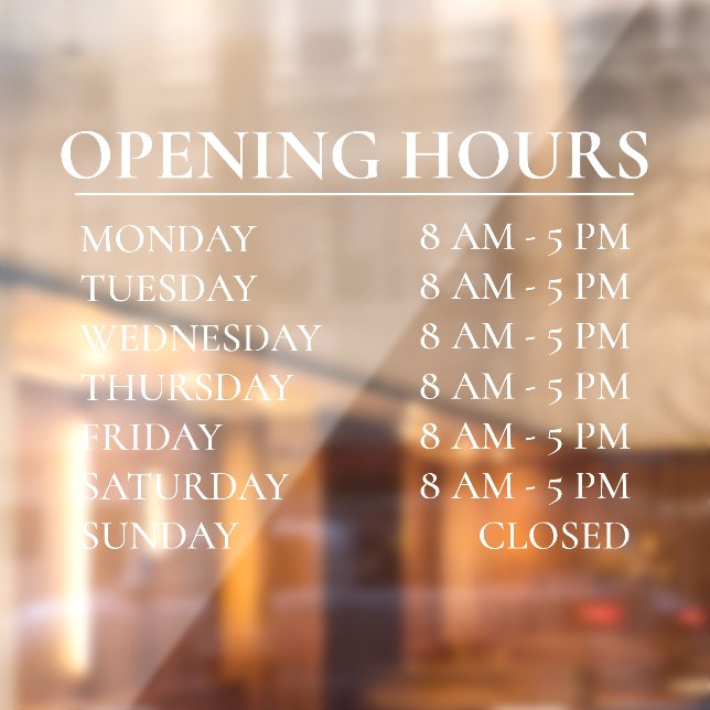 Opening Hours | Business Time Open White Sign (Sheet 2)