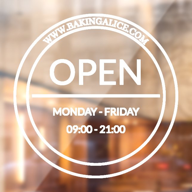 Opening hours Circle Window Cling (Sheet 2)