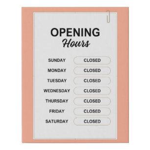Opening Hours Closed Faux Canvas Print