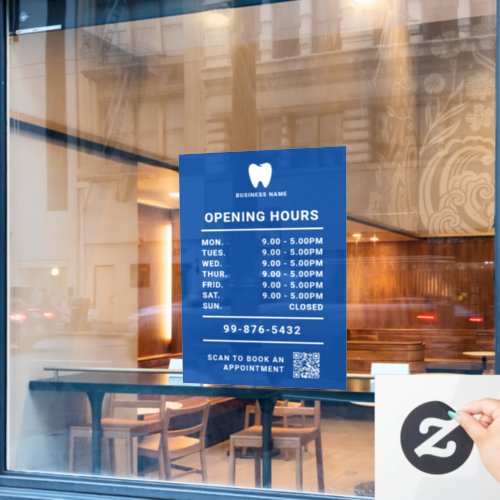 Opening Hours Dentist  Business Minimalist Logo Window Cling