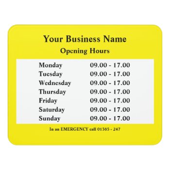 Opening Hours Door Sign by customizedgifts at Zazzle