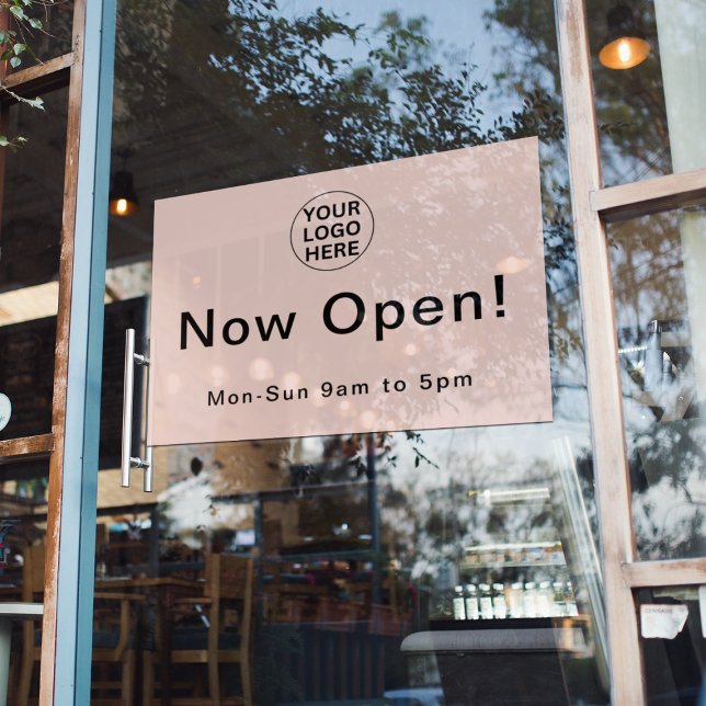 Opening Hours l Business Logo Blush Pink Window Cling (Creator Uploaded)