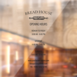 Opening Hours Local Bakery Shop Window Cling
