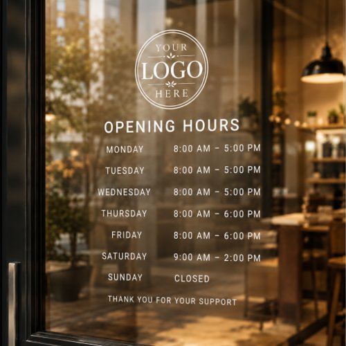 Opening Hours Logo Store Window Sign