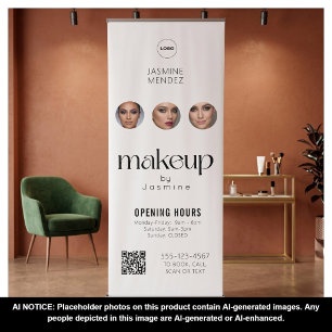 Opening Hours QR Code Logo Custom Salon Display Retractable Banner