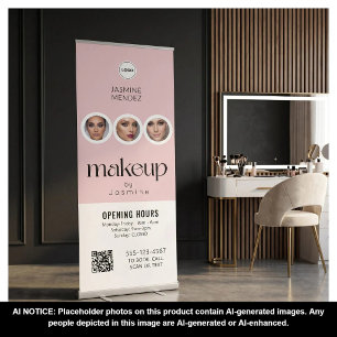 Opening Hours QR Code Logo Custom Salon Display Retractable Banner