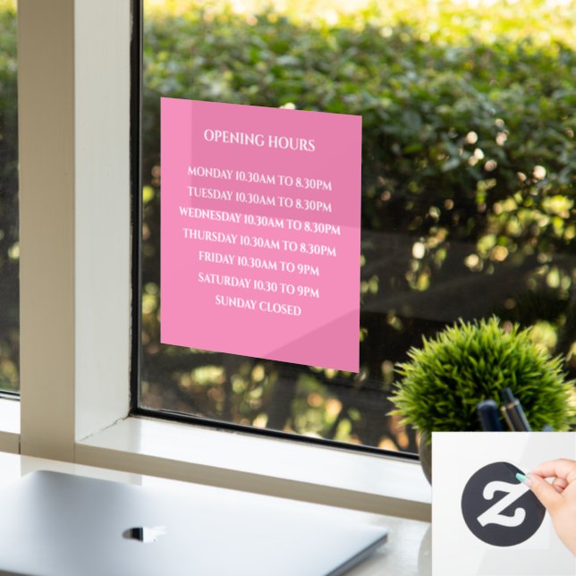 Opening Hours Sign, Boutique Signage, Retail Store Window Cling (Office)