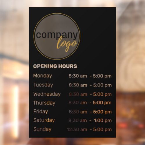 OPENING HOURS TIMES BUSINESS OFFICE SHOP CAFE LOGO WINDOW CLING