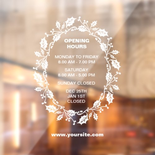 Opening Hours Window Sign Christmas  Window Cling