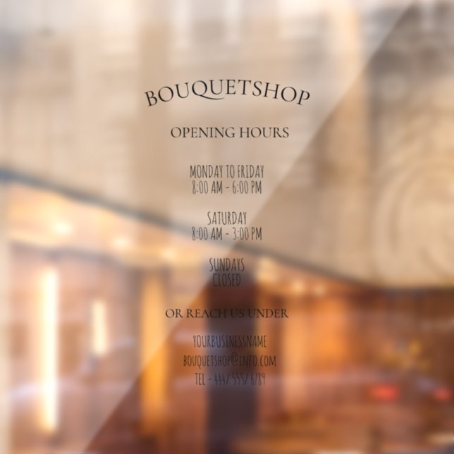 Opening Hours with Business Information Window Cling (Sheet 2)