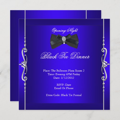 Opening Night Black Tie Formal Royal Blue Invitation
