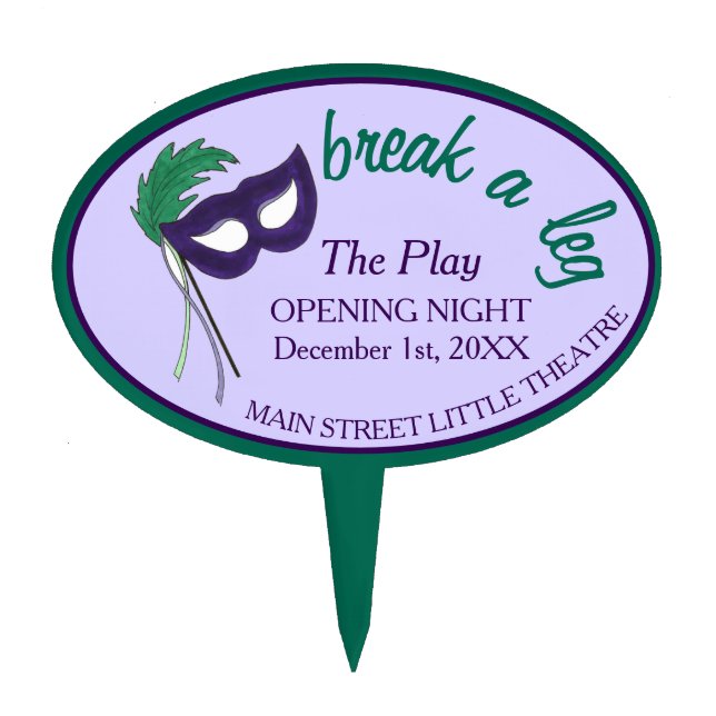 Opening Night Drama Club Masquerade Mask Party Cake Topper (Front)