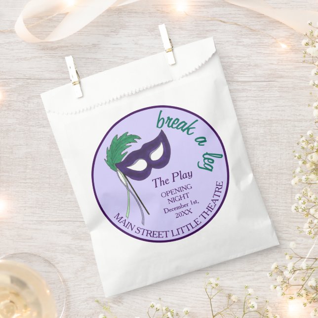 Opening Night Drama Club Masquerade Mask Party Favor Bag (Clipped)