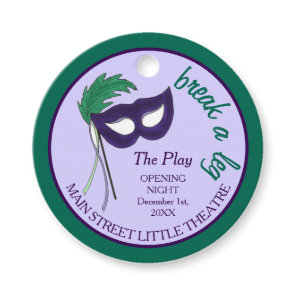 Opening Night Drama Club Masquerade Mask Party Favor Tags