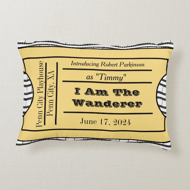 Opening Night Premier Ticket Accent Pillow (Back)