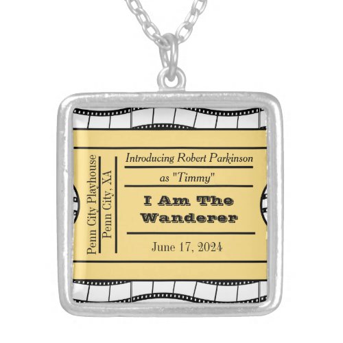 Opening Night Ticket Credits Silver Plated Necklace
