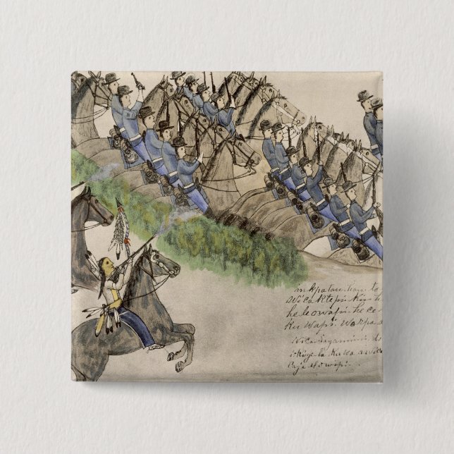 Opening of the Battle of the Little Big Horn (ink Pinback Button (Front)