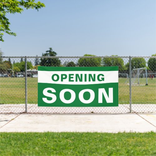 Opening Soon Business Green White Large Outdoor Banner