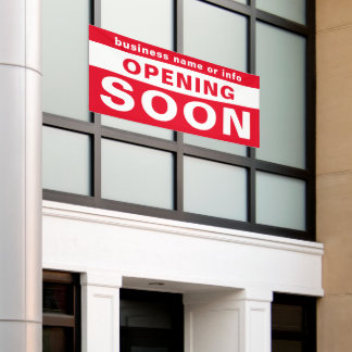 Opening Soon Business Red White Outdoor Banner