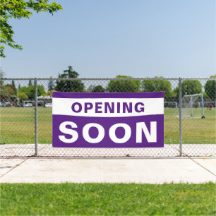 Opening Soon Business Violet White Large Outdoor Banner