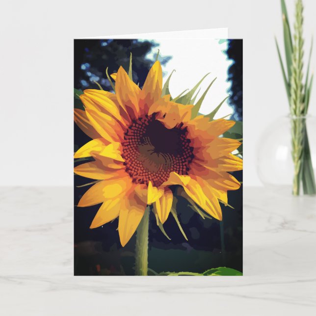 Opening Sunflower Yellow Green Card (Front)