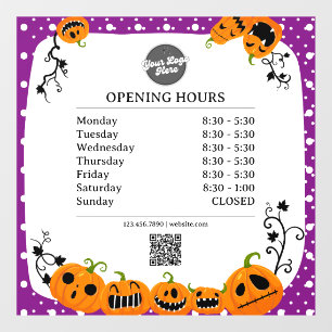 Opening Times   Business Logo Opening Halloween Window Cling