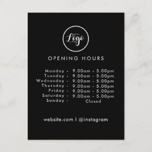 Opening Times   Business Logo Opening Hours Black  Postcard