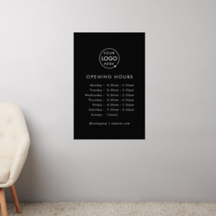 Opening Times   Business Logo Opening Hours Black Wall Decal