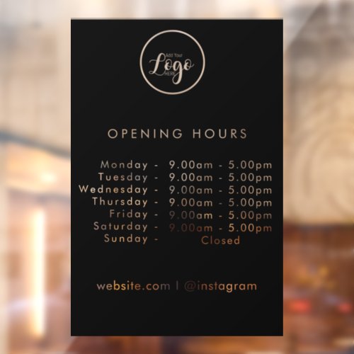 Opening Times  Business Logo Opening Hours Black  Window Cling