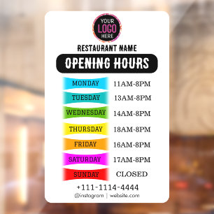 Opening Times   Business Logo Opening Hours Black Window Cling