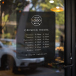 Opening Times | Business Logo Opening Hours Black Window Cling<br><div class="desc">A simple custom logo business opening hours vinyl window cling decal sign template in a modern minimalist style on a black background. This versatile template allows you to easily design a custom opening times list for your store, salon, restaurant, cafe or any other business. Need help? Feel free to contact...</div>