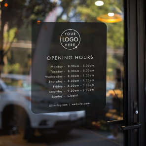 Opening Times | Business Logo Opening Hours Black Window Cling