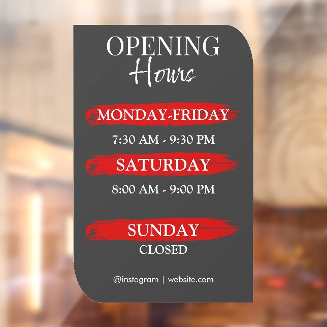 Opening Times | Business Logo Opening Hours Black  Window Cling (Sheet 2)