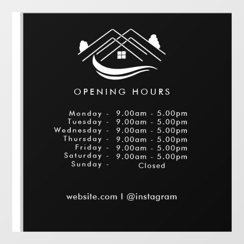 Opening Times  Business Logo Opening Hours Black  Window Cling