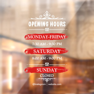 Opening Times Business Logo Opening Hours Black Window Cling