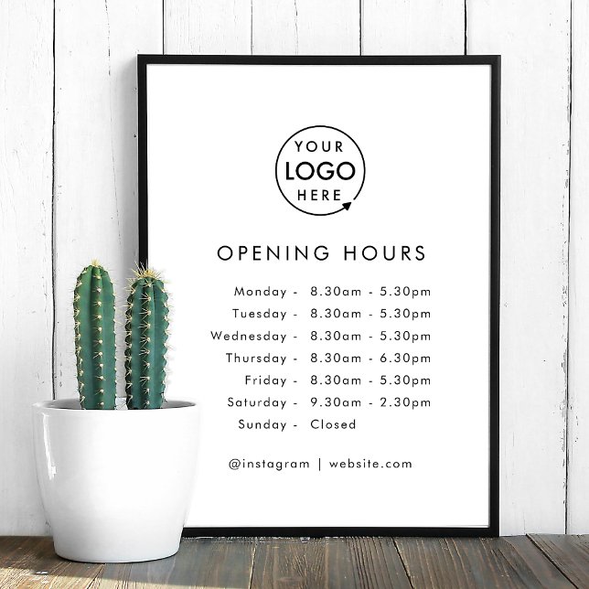 Opening Times | Business Logo Opening Hours Modern Poster (Creator Uploaded)