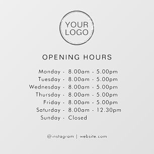 Opening Times   Business Logo Opening Hours Modern Window Cling