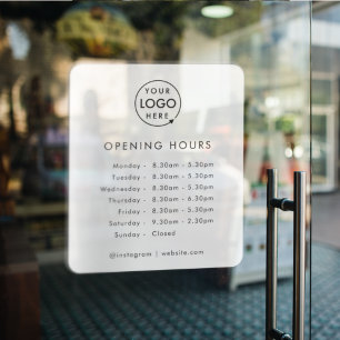 Opening Times   Business Logo Opening Hours Modern Window Cling