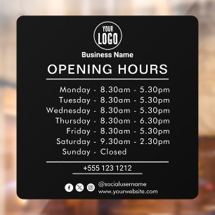 Opening Times   Business Opening Hours Black Window Cling