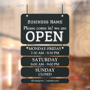 Opening Times Business Opening Hours Black Window Cling