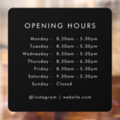 Opening Times | Business Opening Hours Black Window Cling | Zazzle