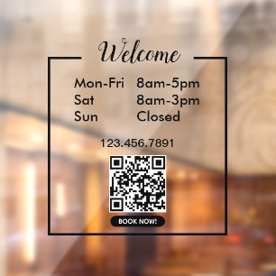 Opening Times Business Opening Hours Black  Window Cling