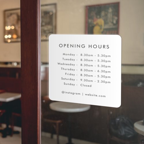 Opening Times  Business Opening Hours Modern Window Cling