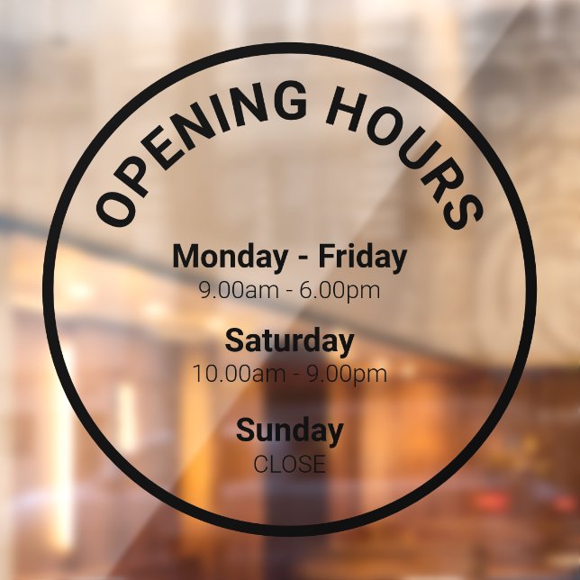 Opening Times | Round Business Opening Hours  Wind Window Cling (Sheet 2)