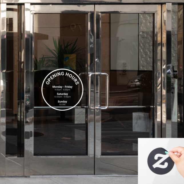 Opening Times | Round Business Opening Hours  Window Cling (Office Door)