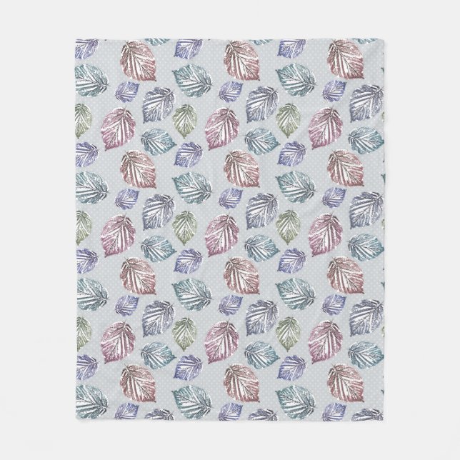 Openwork leaves on a light gray background  fleece blanket (Front)