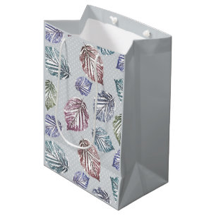 Openwork leaves on a light gray background medium gift bag