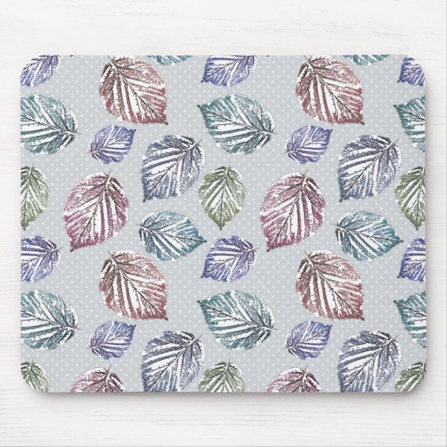 Openwork leaves on a light gray background  mouse pad (Front)