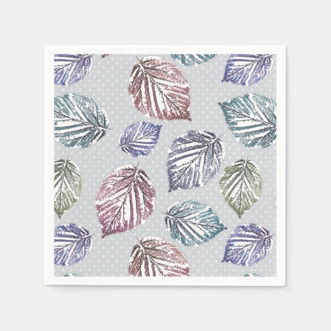 Openwork leaves on a light gray background  napkins (Front)